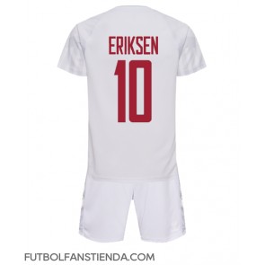 Dinamarca Christian Eriksen #10 Segunda Equipación Niños Mundial 2022 Manga Corta (+ Pantalones cortos)